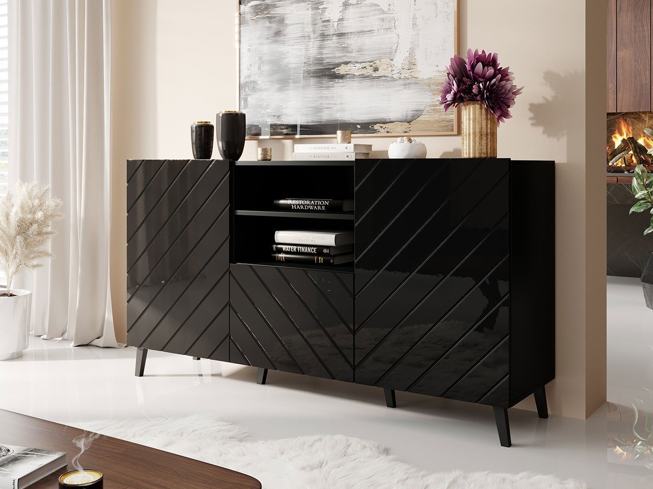 MIRJAN24 Kommode Abeto, Stilvoll Highboard mit 2 Türen und Schublade von MIRJAN24