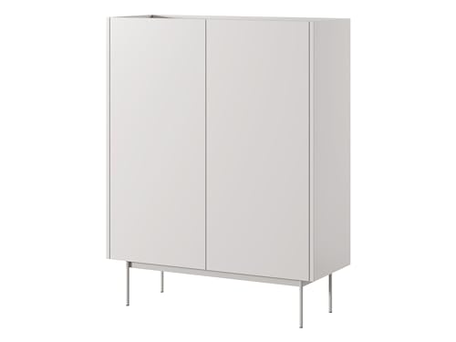 Mirjan24 Kommode Celarii CKD97 mit 2 Türen, innen 3 Fächer, Metallfüße, Soft-Closing, Highboard, Türkommode, Anrichte, Sideboard, Mehrzweckschrank (Cashmere + Eiche Linea) von Mirjan24