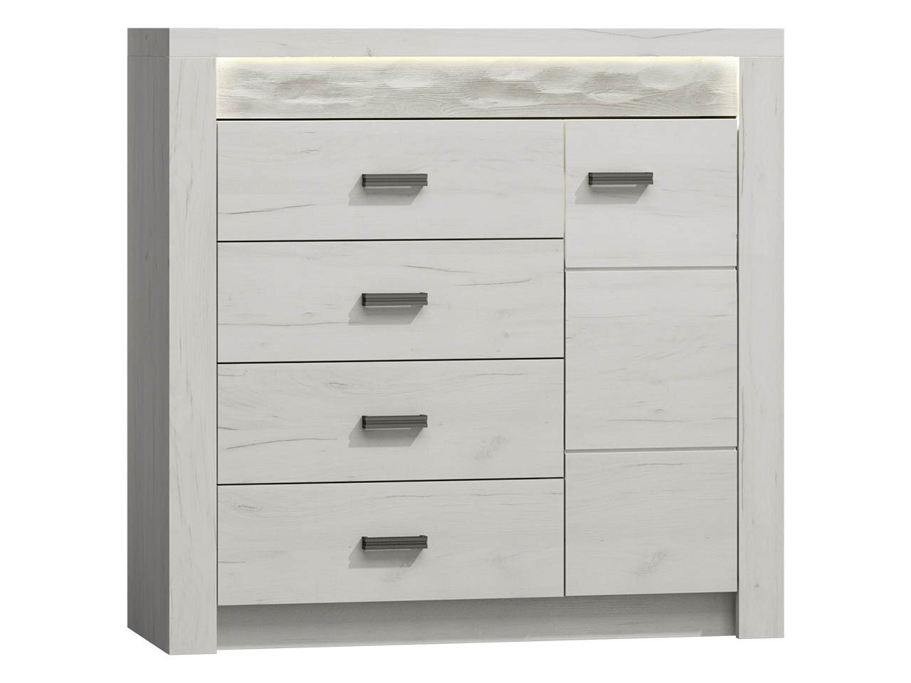 MIRJAN24 Kommode Indianapolis I17 (Drehtür und 4 Schubladen), Metall Griffe von MIRJAN24