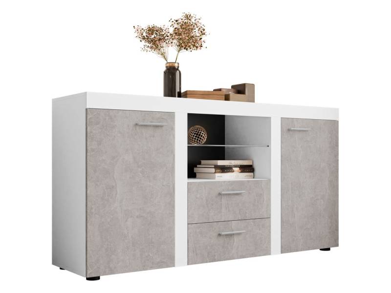 MIRJAN24 Kommode Rumba (mit 2 Türen und 2 Schubladen), Glasregal, LED-Beleuchtung als Option von MIRJAN24