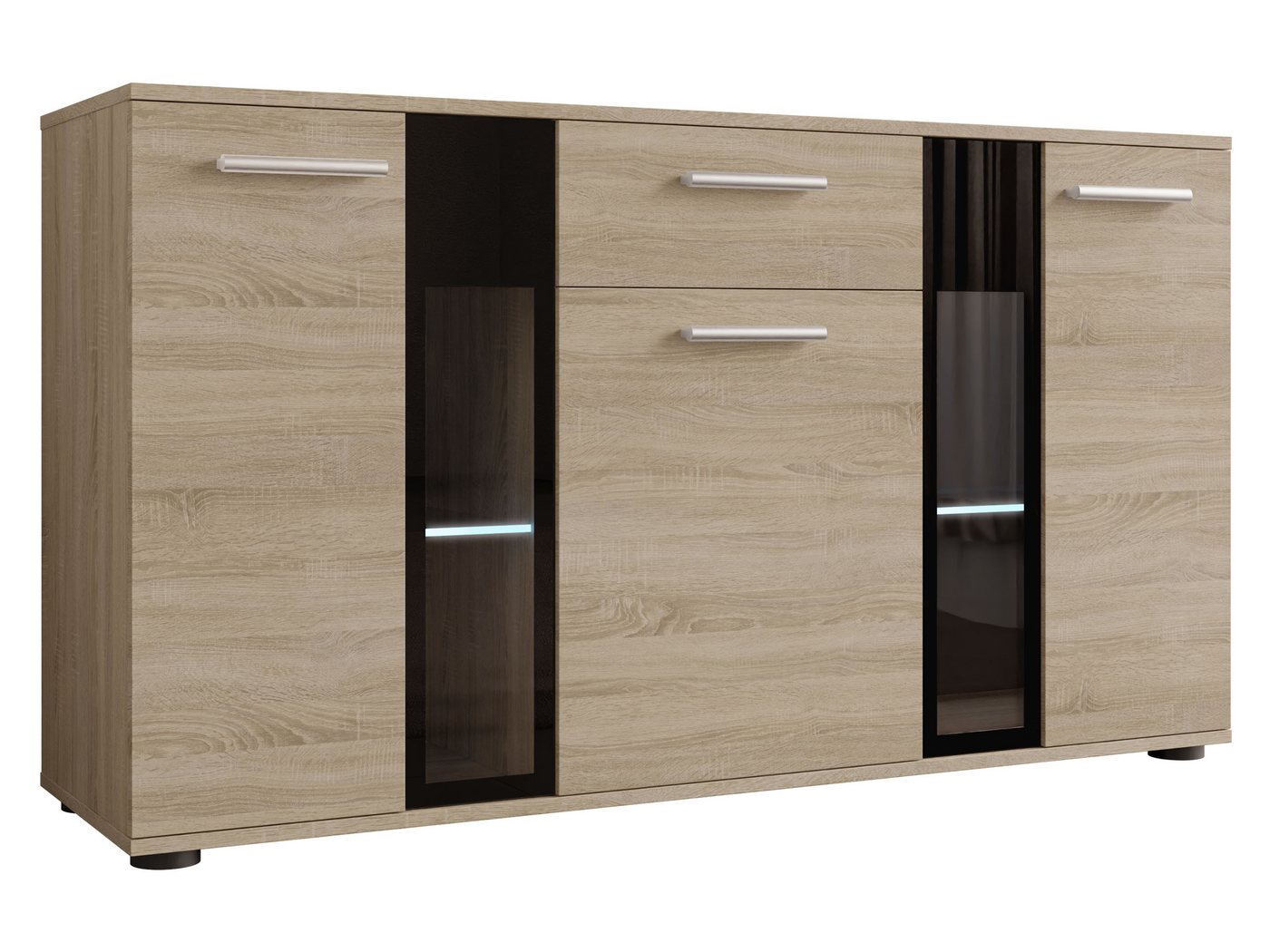 MIRJAN24 Kommode Salsa (mit 3 Türen und Schublade), mit Glasregale, LED-Beleuchtung als Option von MIRJAN24