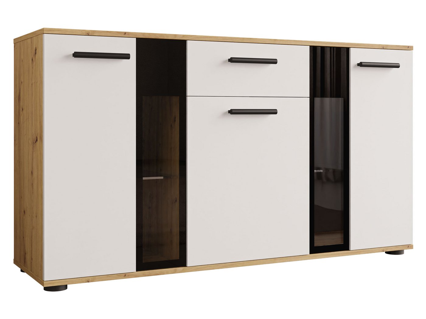 MIRJAN24 Kommode Salsa (mit 3 Türen und Schublade), mit Glasregale, LED-Beleuchtung als Option von MIRJAN24