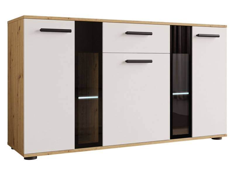 MIRJAN24 Kommode Salsa (mit 3 Türen und Schublade), mit Glasregale, LED-Beleuchtung als Option von MIRJAN24