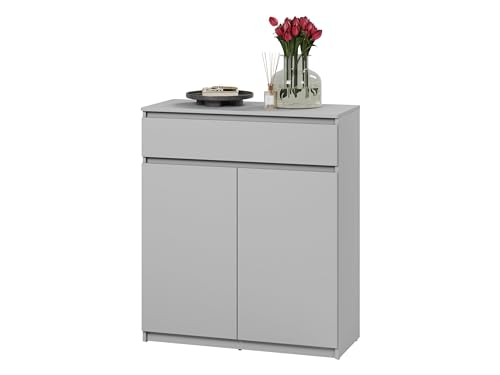Mirjan24 Kommode Simply 2D1S SM02, Minikommode mit Schublade und 4 Fächern für Flur, Schuhkommode, Eingangsbereich (Grau) von Mirjan24