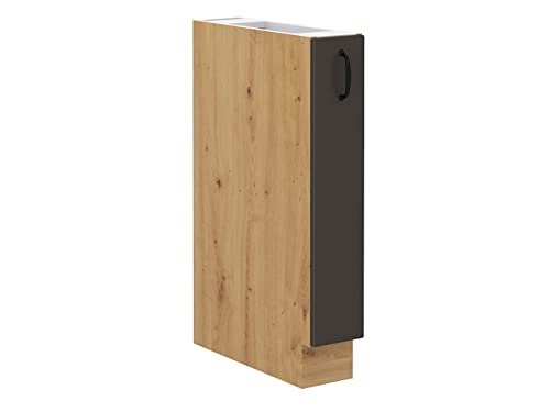 Mirjan24 Küchenschränke Retroline Unterschrank Hängeschrank Spülenunterschrank Herdumbauschrank Eckunterschrank Backofenschrank Küchenzeile (Eiche Artisan/Graphit, Unterschrank 15 D-Cargo BB) von Mirjan24
