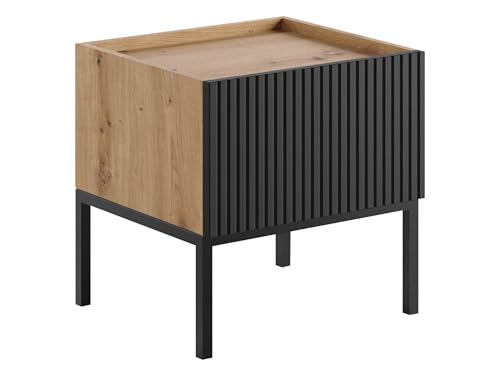 Mirjan24 Nachttisch Cowilo mit Schublade, Nachtschrank, Nachtkonsole, Nachtkommode, Beistelltisch (Artisan Eiche + Schwarz) von Mirjan24