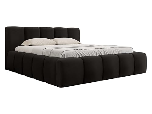 Mirjan24 Polsterbett Koweni mit Bettkasten, Doppelbett mit Lattenrost, Bett mit Polsterkopfteil und Vertikale Streifen Nähdesign, Bettgestell, Ehebett (Kronos 07, 140 x 200 cm) von Mirjan24