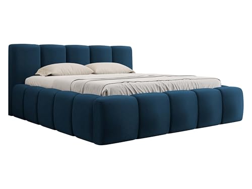 Mirjan24 Polsterbett Koweni mit Bettkasten, Doppelbett mit Lattenrost, Bett mit Polsterkopfteil und Vertikale Streifen Nähdesign, Bettgestell, Ehebett (Kronos 09, 160 x 200 cm) von Mirjan24