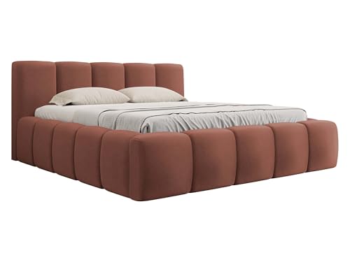 Mirjan24 Polsterbett Koweni mit Bettkasten, Doppelbett mit Lattenrost, Bett mit Polsterkopfteil und Vertikale Streifen Nähdesign, Bettgestell, Ehebett (Kronos 29, 140 x 200 cm) von Mirjan24
