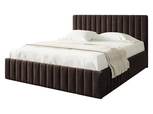 Mirjan24 Polsterbett Lektir, Bettkasten mit 2 Kammern, Doppelbett, Lattenrost, Elegantes Bett mit Polsterkopfteil, Bettgestell, Ehebett (Fresh 04, 160 x 200 cm) von Mirjan24