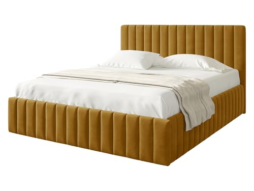 Mirjan24 Polsterbett Lektir, Bettkasten mit 2 Kammern, Doppelbett, Lattenrost, Elegantes Bett mit Polsterkopfteil, Bettgestell, Ehebett (Fresh 37, 160 x 200 cm) von Mirjan24