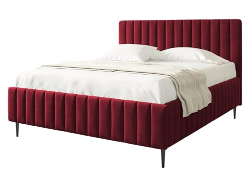 Mirjan24 Polsterbett Lektir Leg, Bettkasten mit 2 Kammern, Doppelbett, Lattenrost, Metallfüße, Elegantes Bett mit Polsterkopfteil, Bettgestell, Ehebett (Fresh 08, 160 x 200 cm) von Mirjan24
