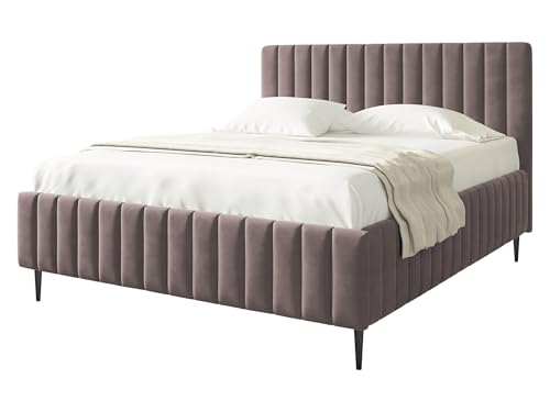 Mirjan24 Polsterbett Lektir Leg, Bettkasten mit 2 Kammern, Doppelbett, Lattenrost, Metallfüße, Elegantes Bett mit Polsterkopfteil, Bettgestell, Ehebett (Fresh 09, 160 x 200 cm) von Mirjan24