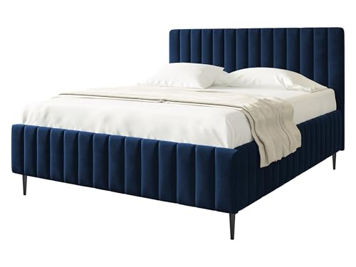 Mirjan24 Polsterbett Lektir Leg, Bettkasten mit 2 Kammern, Doppelbett, Lattenrost, Metallfüße, Elegantes Bett mit Polsterkopfteil, Bettgestell, Ehebett (Fresh 11, 160 x 200 cm) von Mirjan24