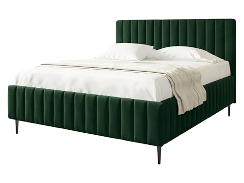 Mirjan24 Polsterbett Lektir Leg, Bettkasten mit 2 Kammern, Doppelbett, Lattenrost, Metallfüße, Elegantes Bett mit Polsterkopfteil, Bettgestell, Ehebett (Fresh 13, 160 x 200 cm) von Mirjan24
