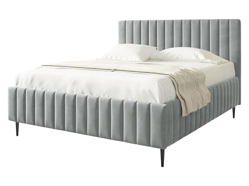 Mirjan24 Polsterbett Lektir Leg, Bettkasten mit 2 Kammern, Doppelbett, Lattenrost, Metallfüße, Elegantes Bett mit Polsterkopfteil, Bettgestell, Ehebett (Fresh 33, 160 x 200 cm) von Mirjan24