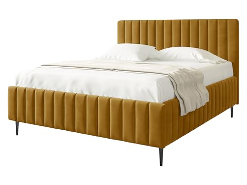 Mirjan24 Polsterbett Lektir Leg, Bettkasten mit 2 Kammern, Doppelbett, Lattenrost, Metallfüße, Elegantes Bett mit Polsterkopfteil, Bettgestell, Ehebett (Fresh 37, 160 x 200 cm) von Mirjan24