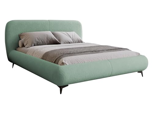 Mirjan24 Polsterbett Metenr, Bettkasten mit Lattenrost, Doppelbett, Schwarze Metallfüße, Elegantes Bett mit Polsterkopfteil, Bettgestell, Ehebett (Coral 55, 140 x 200 cm) von Mirjan24