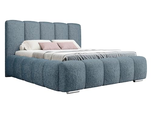 Mirjan24 Polsterbett Widoni Boucle mit Bettkasten, Doppelbett mit Lattenrost, Bett mit Polsterkopfteil und Vertikale Streifen Nähdesign, Bettgestell, Ehebett (Abriamo 14, 140 x 200 cm) von Mirjan24