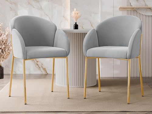 Mirjan24 Polsterstuhl MUZ DC/1257/GL, 2er Set Esszimmerstühle, Beine aus Metall Gold, Gepolsterte Sitzfläche und Lehne, Stuhl für Arbeitszimmer, Esszimmer, Küchenstuhl (82-Grau) von Mirjan24