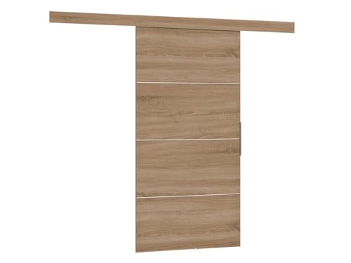 Mirjan24 Schiebetürsystem Multi Plus Komplett-Set für Schiebetüren Trennwände, Innentüren (Sonoma, Modell 80, mit Selbstschließer.) von Mirjan24