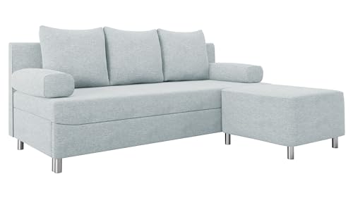 Mirjan24 Schlafsofa Dover, Sofa mit Bettkasten und Schlaffunktion, Bettsofa, Farbauswahl, Schlafcouch mit Chromfüße, Couch, Couchgarnitur (Schlafsofa mit Polsterhocker, Twist 17) von Mirjan24