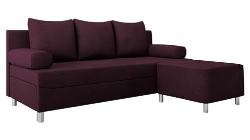 Mirjan24 Schlafsofa Dover, Sofa mit Bettkasten und Schlaffunktion, Bettsofa, Farbauswahl, Schlafcouch mit Chromfüße, Couch, Couchgarnitur (Schlafsofa mit Polsterhocker, Uttario Ve. 2963) von Mirjan24