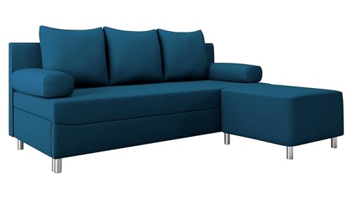 Mirjan24 Schlafsofa Dover, Sofa mit Bettkasten und Schlaffunktion, Bettsofa, Farbauswahl, Schlafcouch mit Chromfüße, Couchgarnitur, Polstersofa (Manila 26, mit Polsterhocker) von Mirjan24