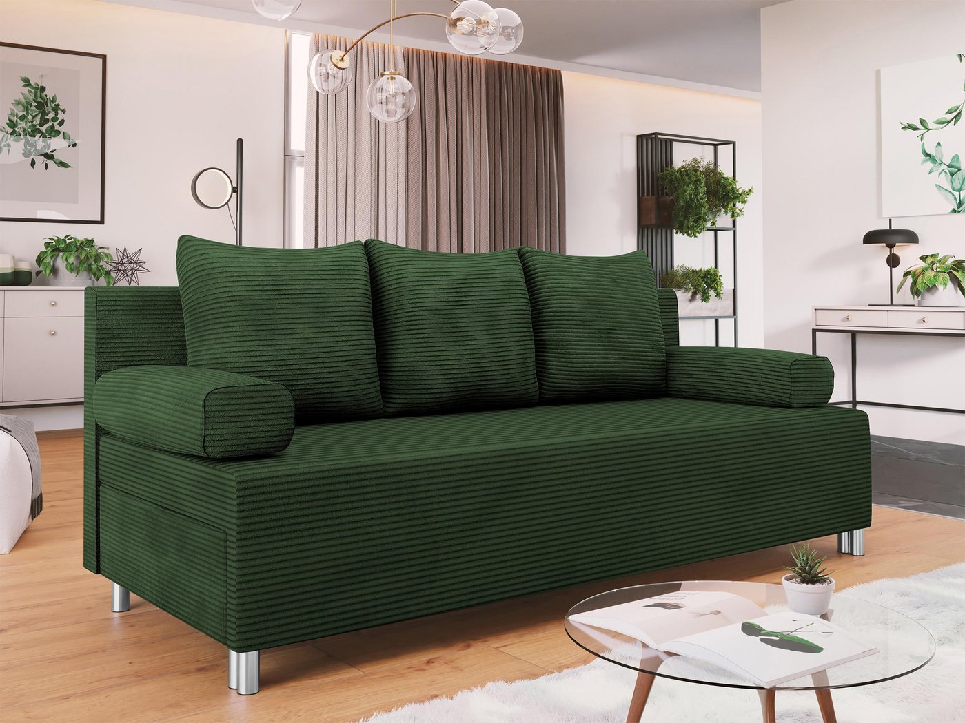 MIRJAN24 Schlafsofa Dover Cord, mit Schlaffunktion und Bettkasten, mit Chromfüße, Polsterhocker als Option MIRJAN24 Schlafsofa Dover Cord, mit Schlaffunktion und Bettkasten, mit Chromfüße, Polsterhocker als Option von MIRJAN24