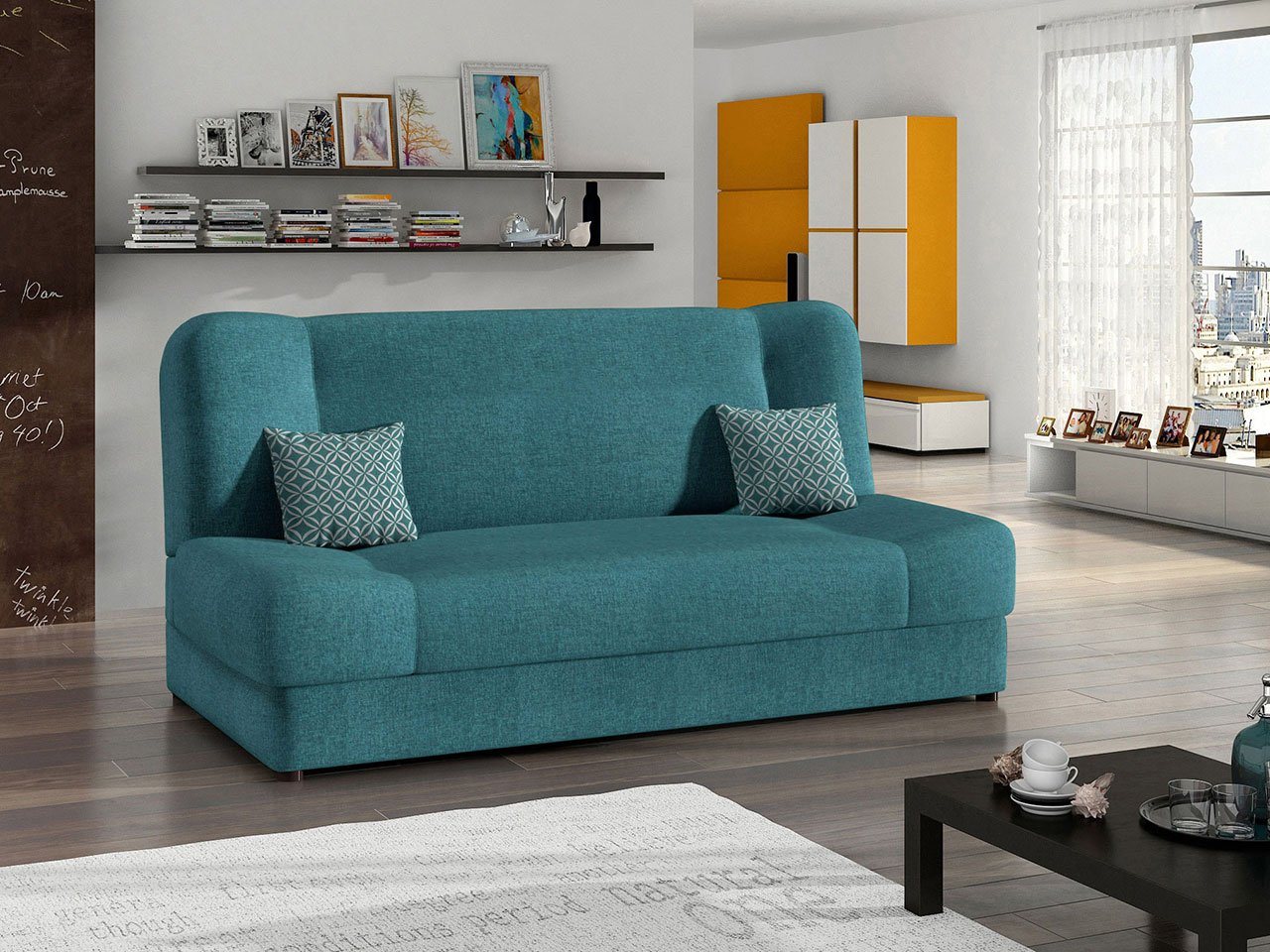 MIRJAN24 Schlafsofa Jonas, mit Bettkasten und Schlaffunktion, zwei Kissen, Wellenfeder von MIRJAN24