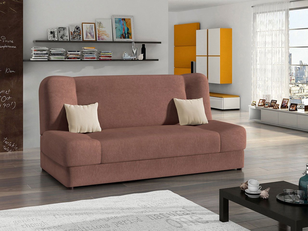 MIRJAN24 Schlafsofa Jonas, mit Bettkasten und Schlaffunktion, zwei Kissen, Wellenfeder von MIRJAN24