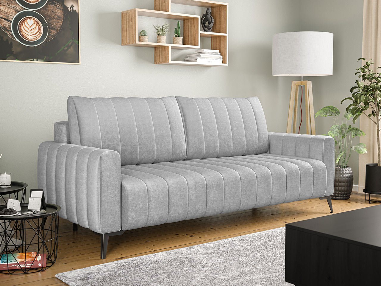 MIRJAN24 Schlafsofa Marion, mit Schlaffunktion und Bettkasten, Freistehendes Sofa, 3 Sitzer Polstersofa, Couch von MIRJAN24