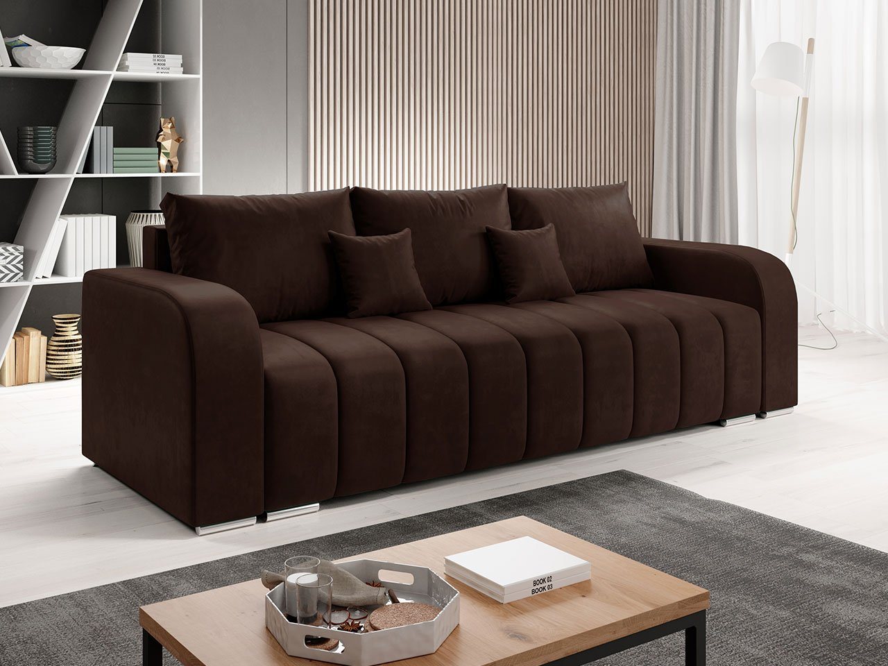 MIRJAN24 Schlafsofa Pufetto, mit Schlaffunktion und Bettkasten, Metallfüße, Bonellfeder, Kissen-Set von MIRJAN24
