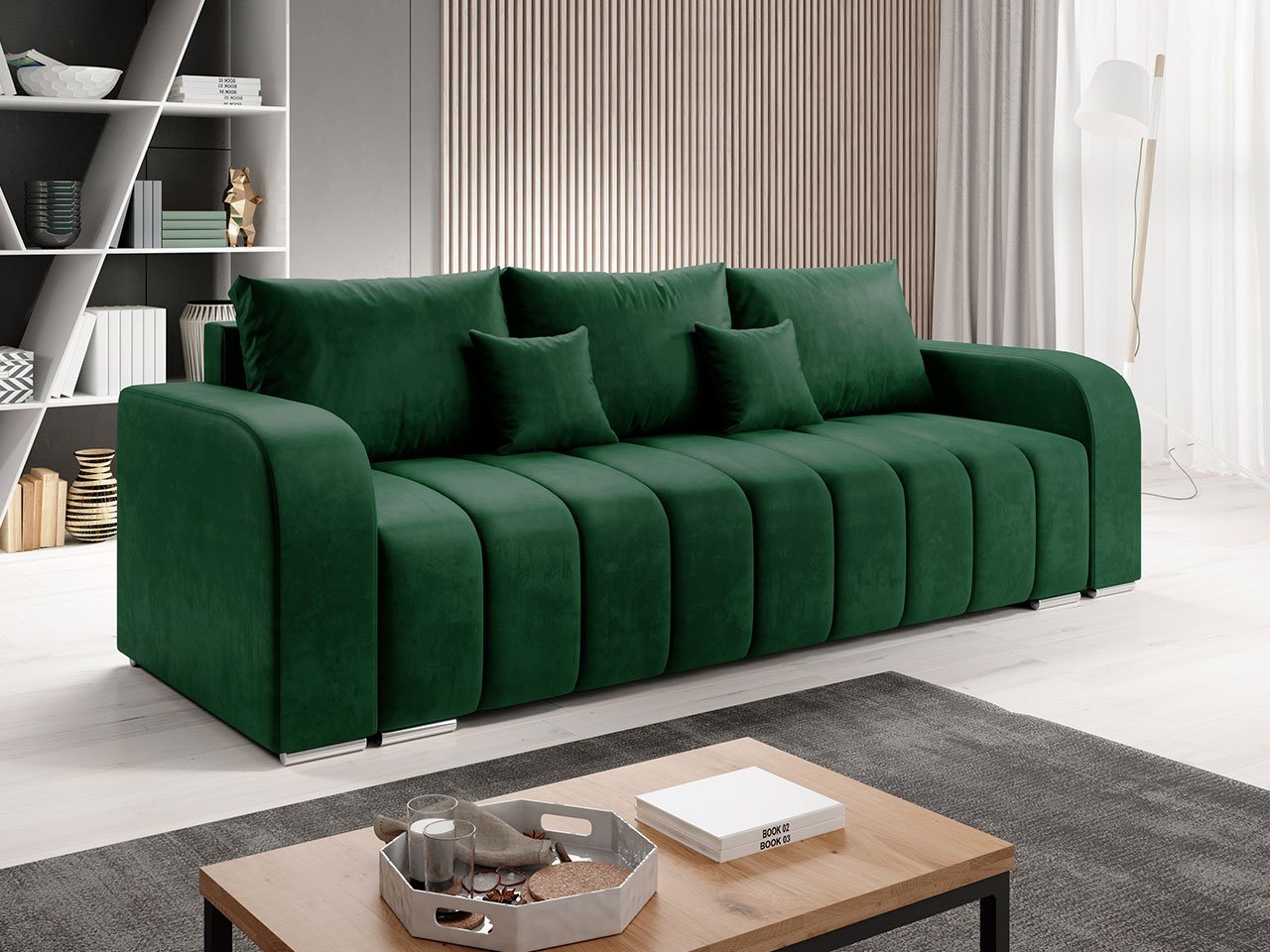 MIRJAN24 Schlafsofa Pufetto, mit Schlaffunktion und Bettkasten, Metallfüße, Bonellfeder, Kissen-Set von MIRJAN24