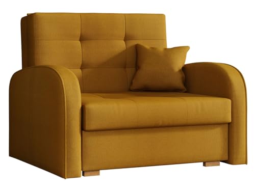 Mirjan24 Schlafsofa Viva Gold I mit Bettkasten, einsitzer Polstersofa mit Schlaffunktion inkl. Kissen, Bettsofa, Farbauswahl, Wohnlandschaft (Kronos 01) von Mirjan24