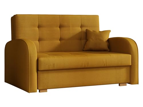 Mirjan24 Schlafsofa Viva Gold II mit Bettkasten, 2 Sitzer Polstersofa mit Schlaffunktion inkl. Kissen, Sofa, Sofagarnitur, Bettsofa, Wohnlandschaft, Farbauswahl (Kronos 01) von Mirjan24