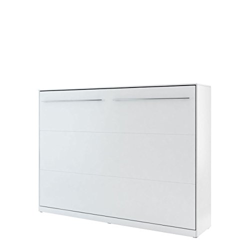 Mirjan24 Schrankbett Concept Pro II Horizontal, Wandklappbett inkl. Lattenrost, Bettschrank, Wandbett, Schrank mit integriertem Klappbett, Funktionsbett (140x200 cm, Weiß) von Mirjan24