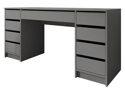 Mirjan24 Schreibtisch Ada Bis, 9 Schubladen Schülerschreibtisch Computertisch B:H:T 154x76x55cm, Kinderschreibtisch Arbeitstisch PC-Tisch Jugendzimmer Kinderzimmer (Anthrazit) von Mirjan24