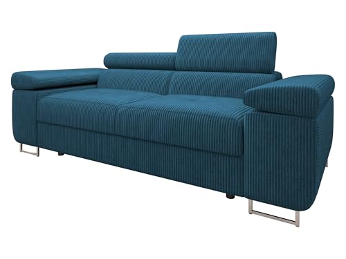 Mirjan24 Sofa Torezio Cord II mit Einstellbare Kopfstützen, Zweisitzer Polstersofa, Füße aus Metall Chrom, Sofagarnitur, Wohnlandschaft, Couchgarnitur (Poso 05) von Mirjan24