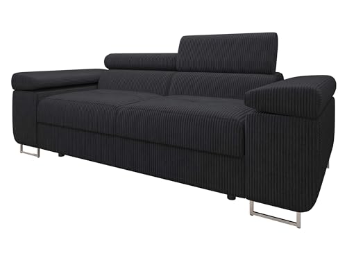 Mirjan24 Sofa Torezio Cord II mit Einstellbare Kopfstützen, Zweisitzer Polstersofa, Füße aus Metall Chrom, Sofagarnitur, Wohnlandschaft, Couchgarnitur (Poso 135) von Mirjan24