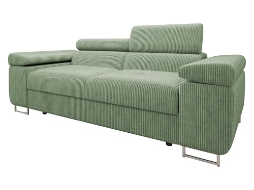 Mirjan24 Sofa Torezio Cord II mit Einstellbare Kopfstützen, Zweisitzer Polstersofa, Füße aus Metall Chrom, Sofagarnitur, Wohnlandschaft, Couchgarnitur (Poso 47) von Mirjan24