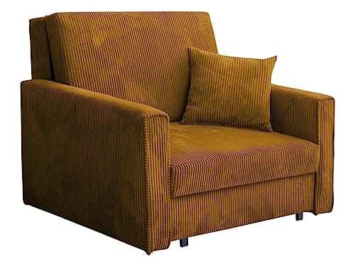 Mirjan24 Sofa Viva Bis Premium I mit Schlaffunktion, Schlafsofa, einsitzer Polstersofa mit Bettkasten, Bettsofa inkl. Kissen, Farbauswahl, Wohnlandschaft, Stoff: Cord (Poso 01) von Mirjan24