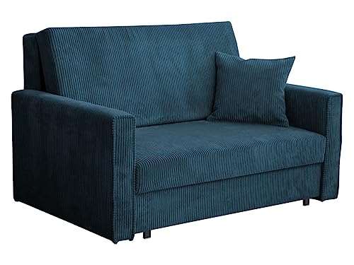 Mirjan24 Sofa Viva Bis Premium II mit Schlaffunktion, 2 Sitzer Polstersofa mit Bettkasten inkl. Kissen, Schlafsofa Sofagarnitur, Bettsofa, Wohnlandschaft, Stoff: Cord (Poso 05) von Mirjan24