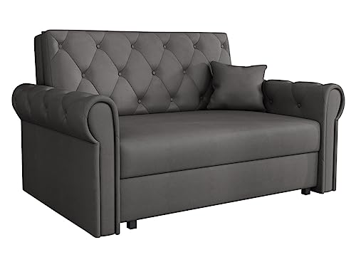 Mirjan24 Sofa Viva Roma II mit Schlaffunktion, 2 Sitzer Polstersofa mit Bettkasten inkl. Kissen, Schlafsofa, Bettsofa, Wohnlandschaft, Farbauswahl, Sofagarnitur (Kronos 22) von Mirjan24