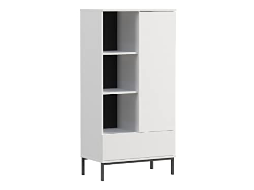 Mirjan24 Standregal Nitho NH03 R70, Universal Regal, Regal mit Tür und Schublade, Bücherregal, Bücherschrank, Hochschrank mit Einlegeplatten, Schrank für Wohnzimmer (Weiß) von Mirjan24