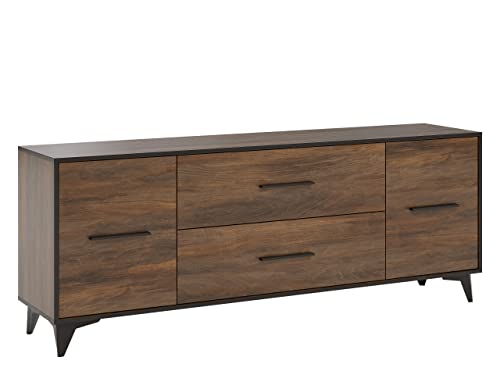 Mirjan24 TV Lowboard Frida RTV2D2S FD05 mit 2 Schubladen und 2 Türen, TV Schrank, TV-Tisch, Fernsehtisch, Sideboard, Highboard, Fernsehschrank, TV Bank, TV Möbel (Shirin Walnut) von Mirjan24