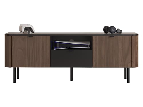 Mirjan24 TV-Schrank Timzemt 150 02, Fernsehschrank, TV-Lowboard mit Gedämpftem Schließsystem, Fernsehtisch, TV Tisch (Nuss/Schwarz) von Mirjan24