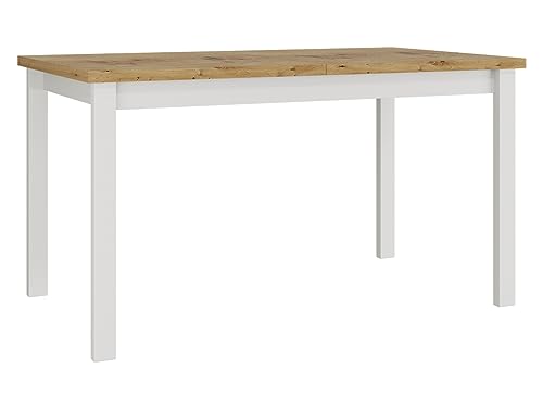 Mirjan24 Tisch für Esszimmer Awrolt II, Rechteckiger Esstisch, Ausziehbarer Tisch für Küche, L:140-180 x H:78 x B:80 cm, Küchentisch, Esszimmertisch, Praktischer Ausziehtisch (Artisan Eiche/Weiß) von Mirjan24