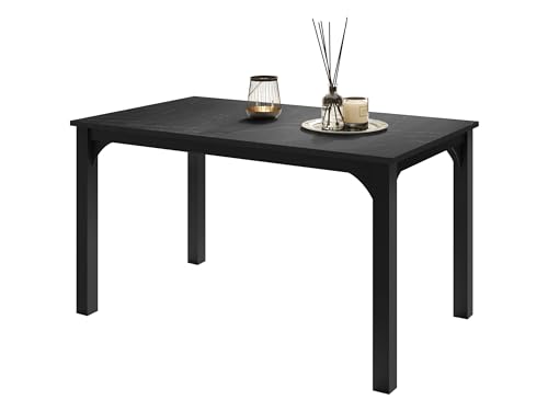 Mirjan24 Tisch für Esszimmer Fagab 140, Rechteckiger Esstisch, Ausziehbarer Tisch für Küche, L:140-178 x H:76 x B:80 cm, Küchentisch, Esszimmertisch (Schwarz/Black Pietra Grigia) von Mirjan24
