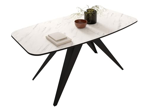 Mirjan24 Tisch für Esszimmer Fuzrikt, Rechteckiger Esstisch, Praktischer Auszugstisch, Küchentisch, Esszimmertisch, Ausziehtisch (Schwarz/Bianco Marmor,) von Mirjan24